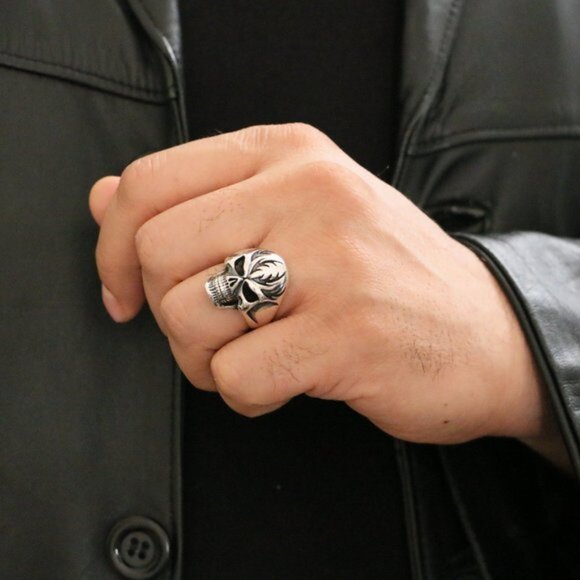 High Quality 925 Sterling Silver Skull Men's Ring - Picture 3 of 7